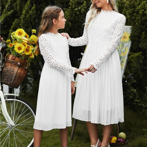 White Pleated Dress - Picture 3 of 6